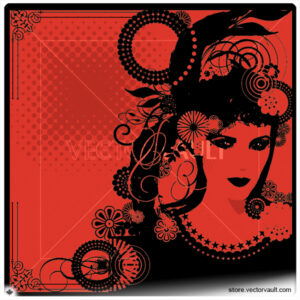 Vector female portrait with graphic flourishes
