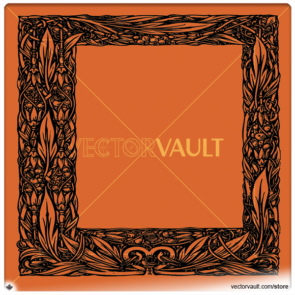 Vector Ornate Woodcut Off-Centre Frame