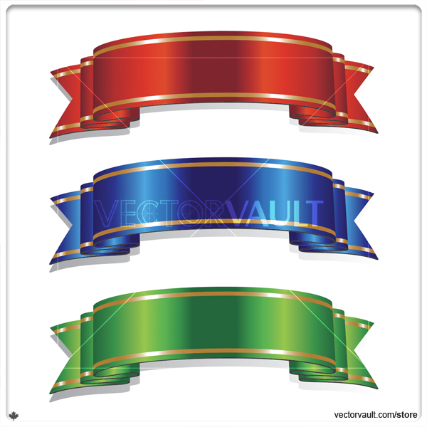 Vector Reflective Arched Ribbon Trio