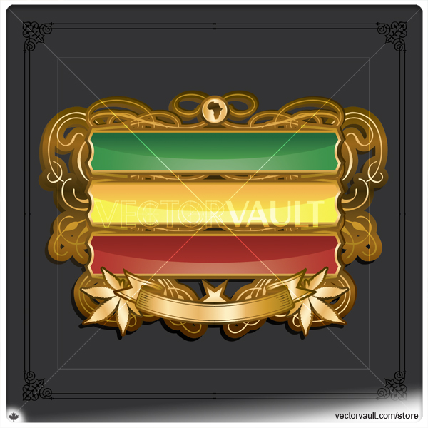 Vector RasTa Emblem Red Gold Green Jamaican Crest